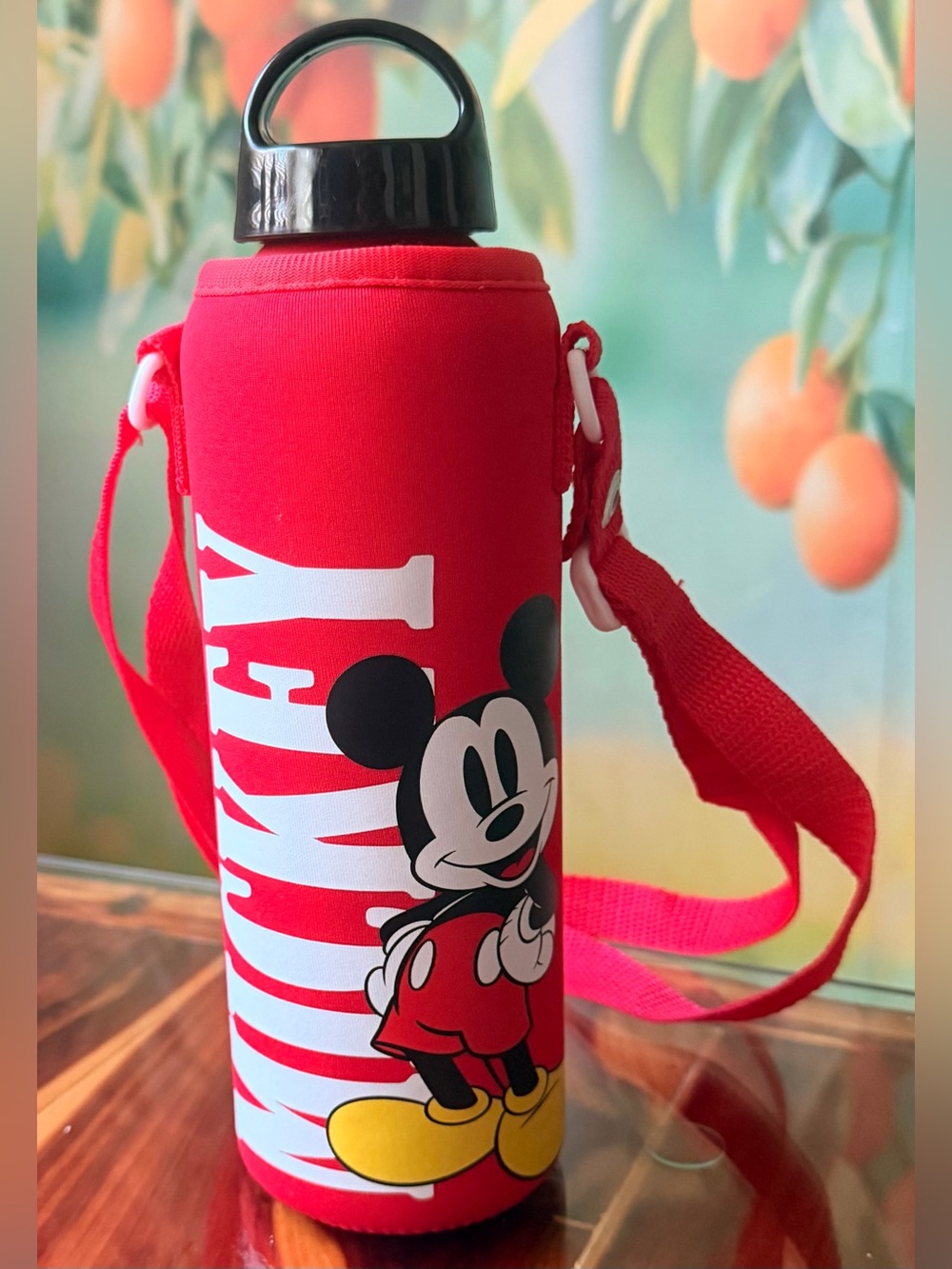 Disney Red Mickey Mouse Insulated Bottle Holder with Strap